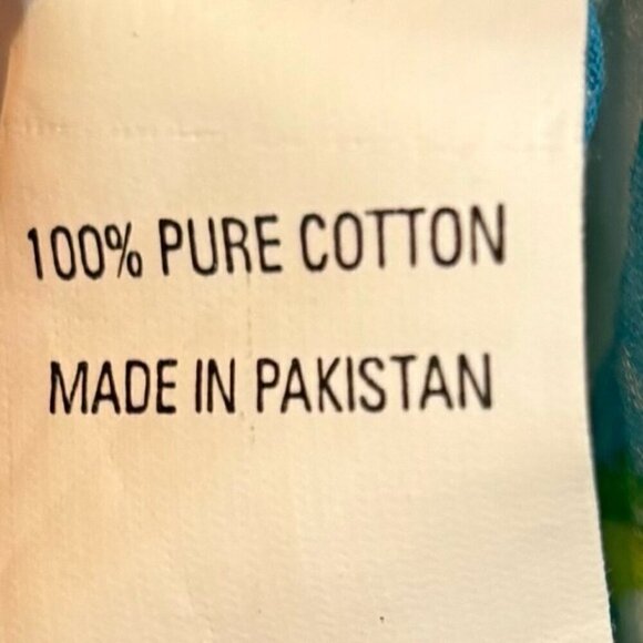 Vintage Barbara Gerwit 100% pure cotton turquoise/green tunic blouse size L - Picture 10 of 10